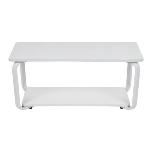 39" Cocktail Coffee Table Metal Desk Shelf Storage