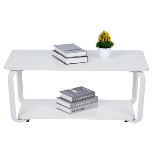 39" Cocktail Coffee Table Metal Desk Shelf Storage