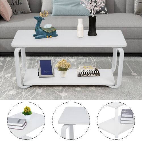 39" Cocktail Coffee Table Metal Desk Shelf Storage