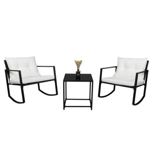 3pcs Rattan Rocking Bistro Set Outdoor Furniture