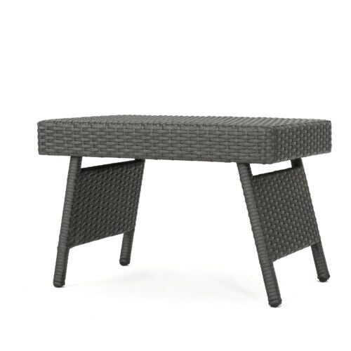 Anthony Outdoor Wicker AdjustableFolding Table Gray Patio Garden Furniture