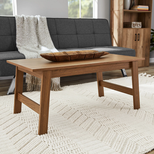 35' Wood Rectangle Simple Coffee Table, Walnut Finish