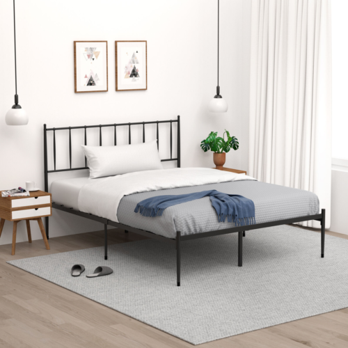 Metal Platform Bed Frame with Headboard Foundation